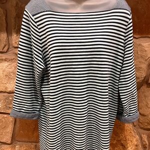 Coldwater Creek Striped Fleece Blouse Women’s 1X 18 XL Pullover Blue Shades